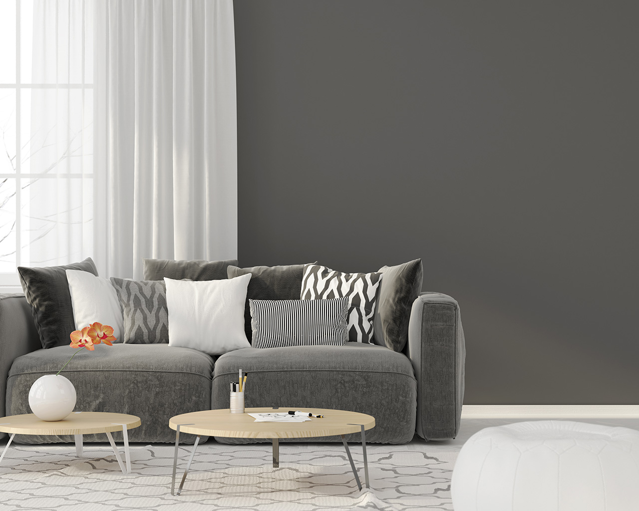 Living-room-with-a-gray-sofa
